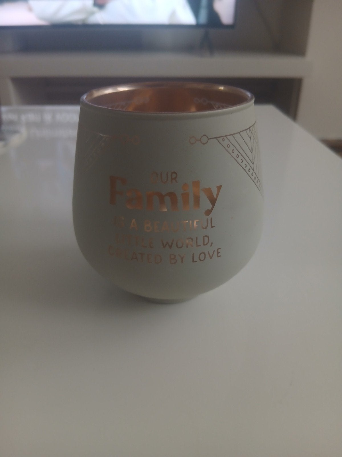 Leuke waxinelichthouder met tekst 'Our Family', Overige materialen, Meerkleurig, Overige merken, Waxinelichthouder