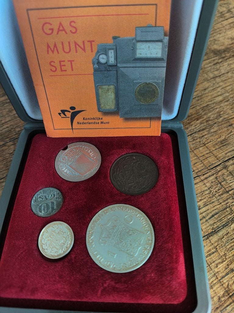 Gasmuntset met zilveren munt, Postzegels en Munten, Setje, Zilver, Ophalen of Verzenden, 10 cent