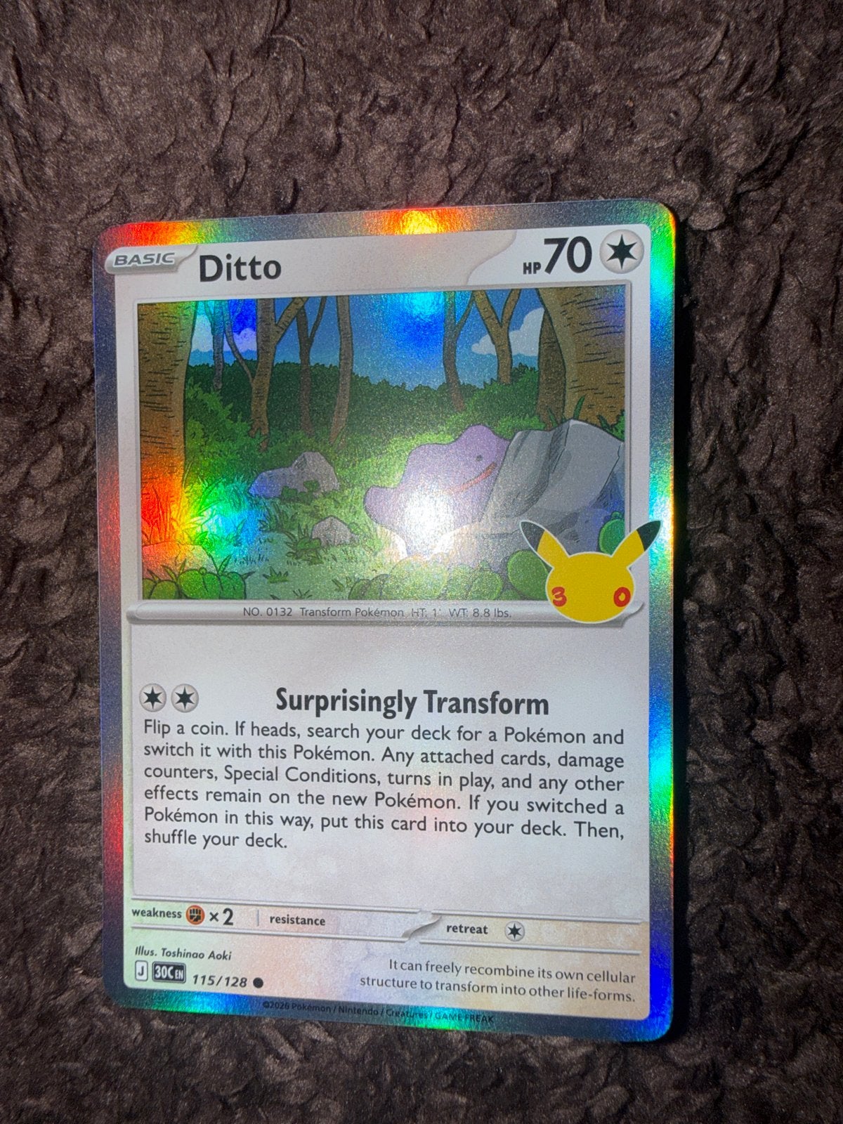 Pokémon Kaart: Ditto (Holo) Celebrations 115/128, Ophalen of Verzenden, Zo goed als nieuw, Losse kaart, Foil
