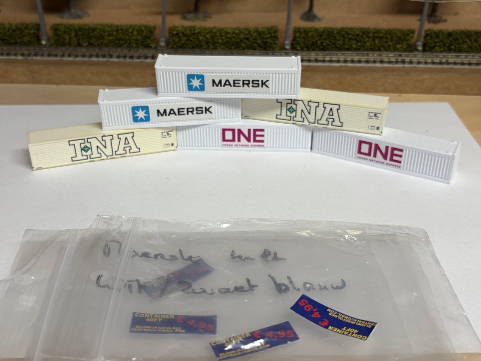 Set van 6 modelcontainers (Maersk, INA, ONE) - Nieuw, Overige merken, Gelijkstroom of Wisselstroom, Overige typen, Nieuw
