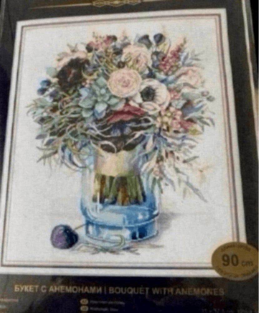 BORDUURPAKKET PANNA GOLDEN SERIES BOUQUET ANEMONEN, Verzenden, Nieuw, Handborduren, Borduurpakket