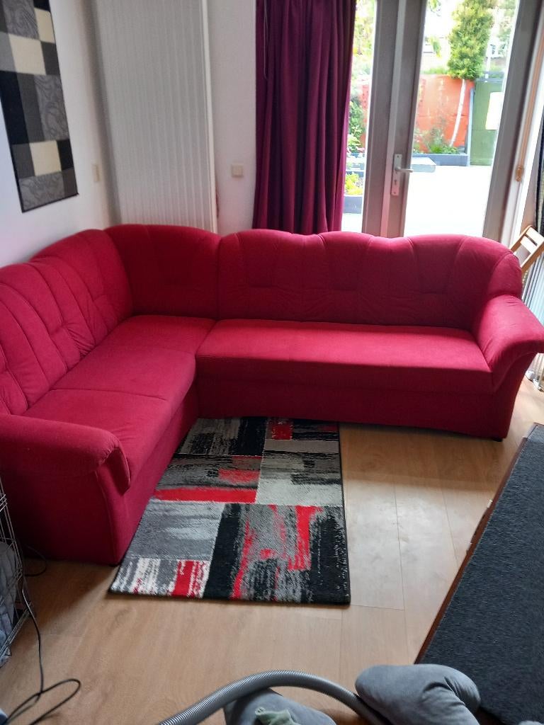 Bordeaux hoekbank, Ophalen, Minder dan 75 cm, Hoekbank, Zo goed als nieuw