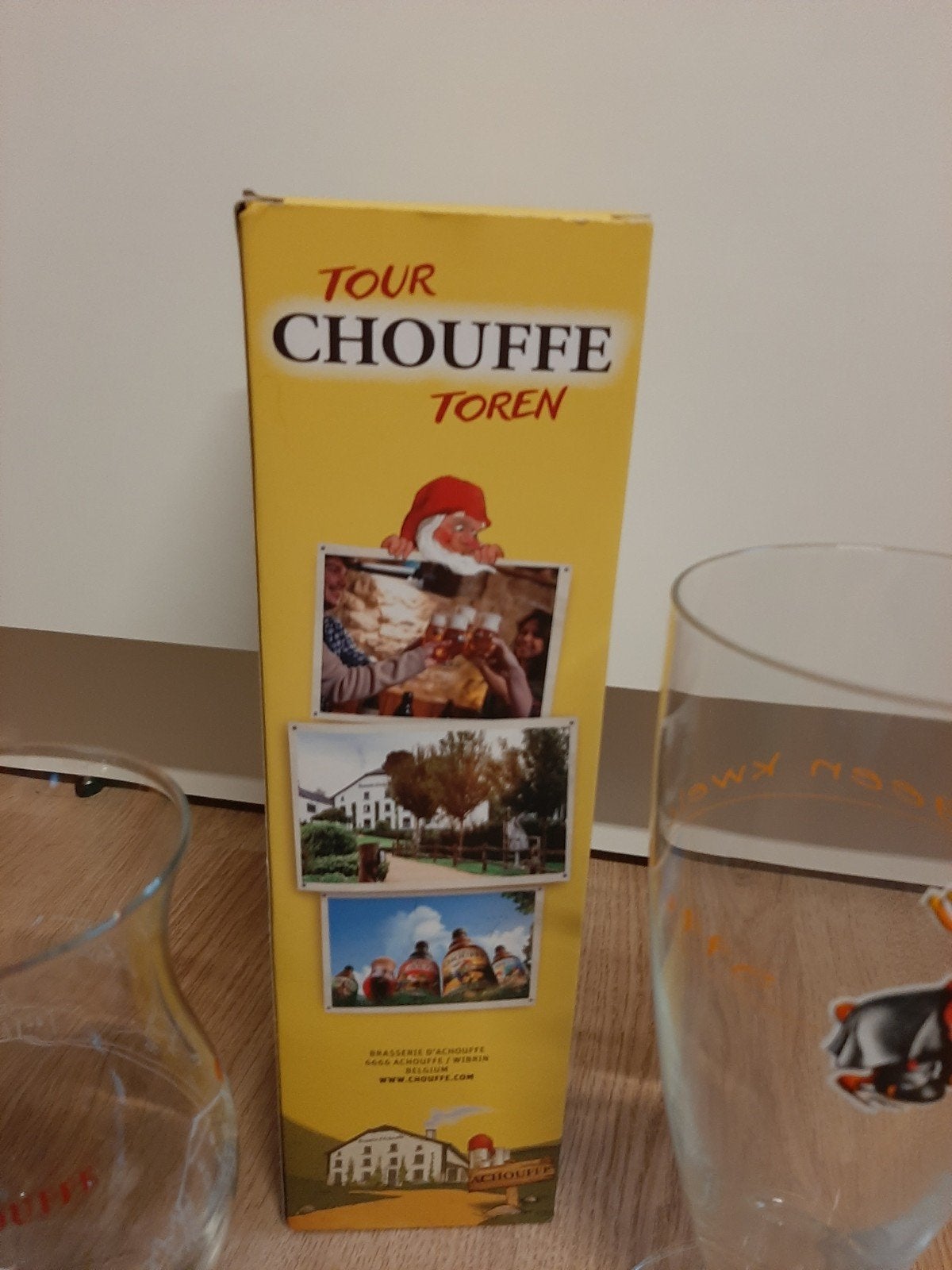 Chouffe toren spel + 2 glazen, Ophalen of Verzenden, Glas of Glazen