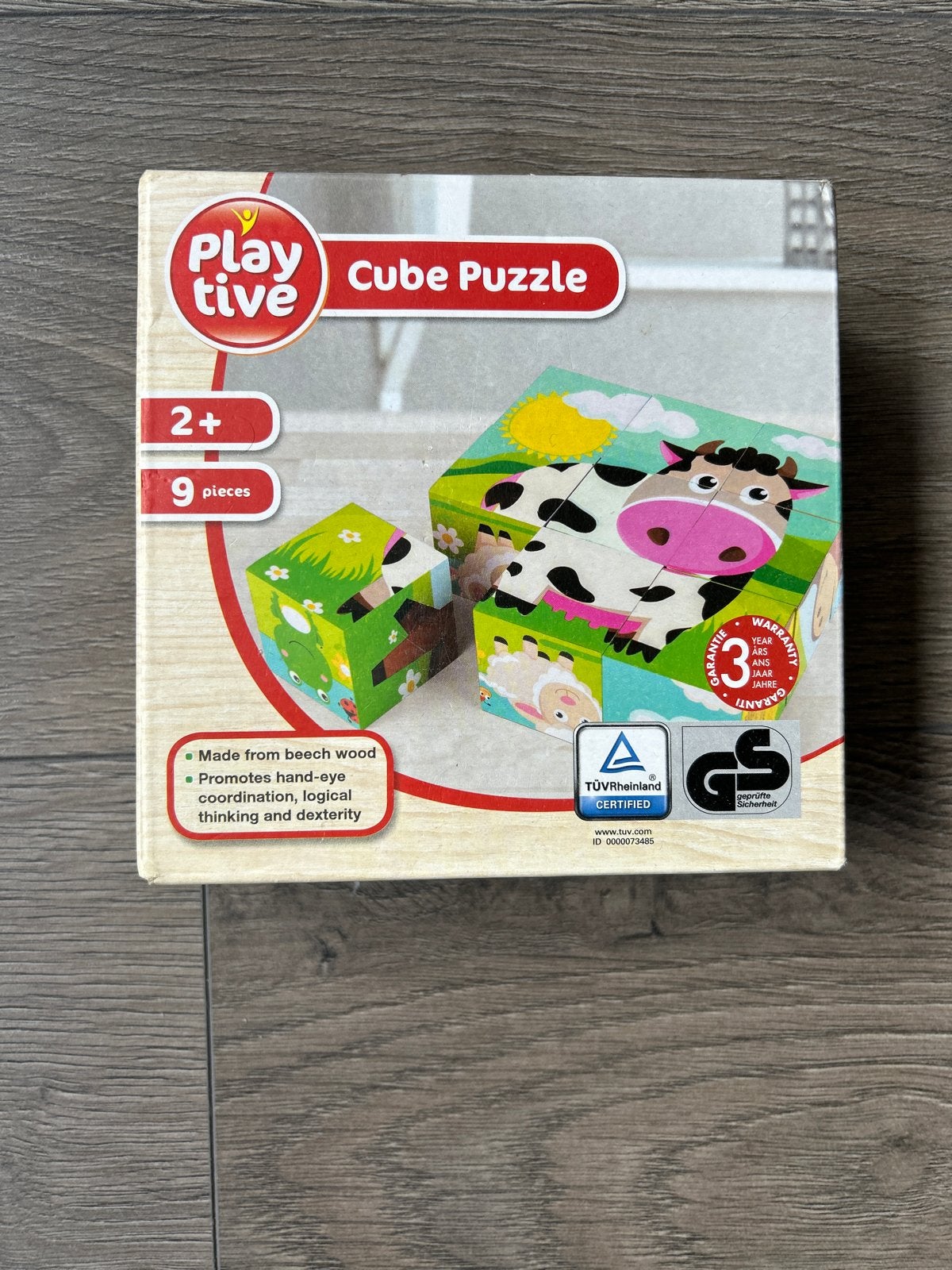 Playtive Cube Puzzle Houten Dieren Puzzel 9 Stukjes, Ophalen, 2 tot 4 jaar, Gebruikt, 10 tot 50 stukjes