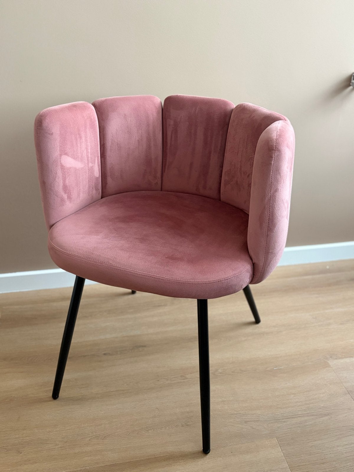 Roze fluwelen kuipstoel - perfecte staat, Huis en Inrichting, Ophalen, Overige kleuren, Zo goed als nieuw, Metaal