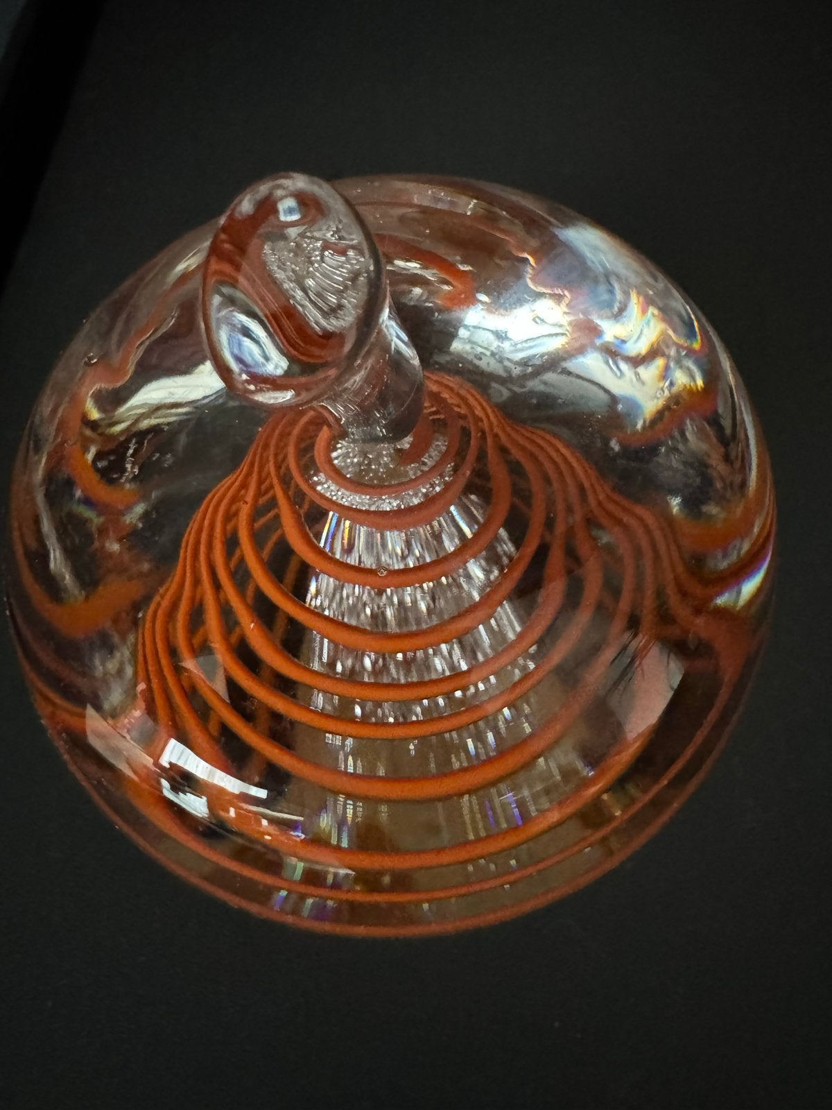 Royal leerdam glazen appel met oranje spiraal en bubbels, Verzenden