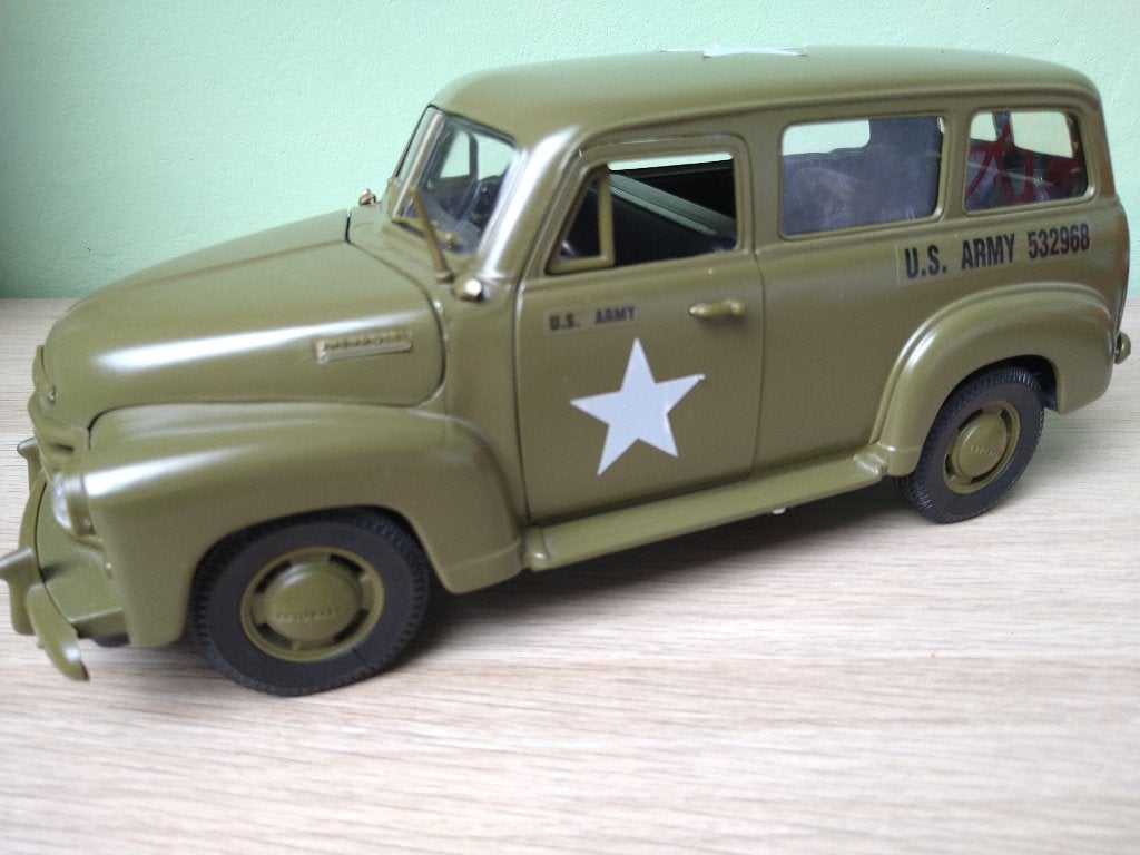 Chevrolet Panel Van Army Truck1950 Mira 1:18, Ophalen of Verzenden, Gebruikt, Auto, Overige merken