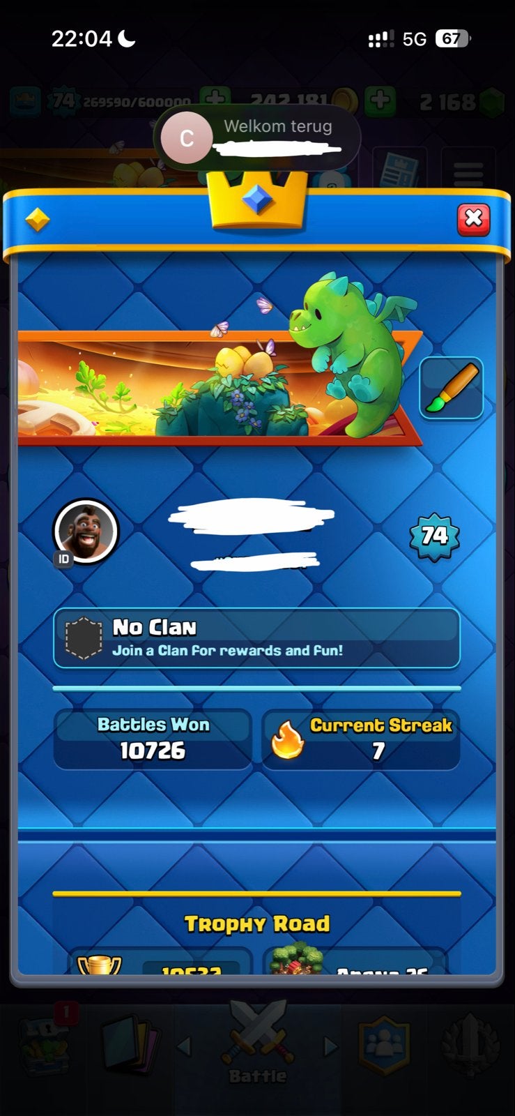 Clash Royale Account - Level 74, Spelcomputers en Games, Ophalen, Online, Gebruikt, 1 speler