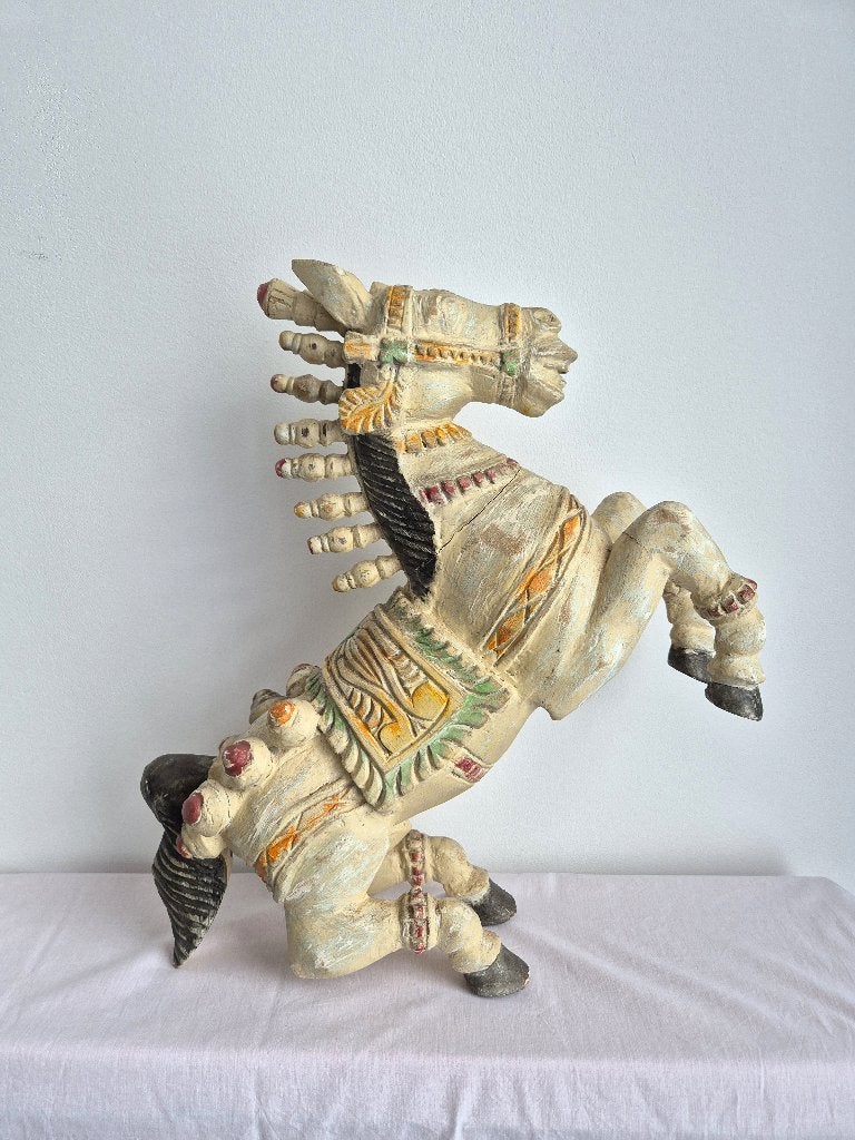 Sri Lanka Jaffna Temple Paard - Groot Houtsnijwerk 48cm hoog, Ophalen of Verzenden, 20 - 50 cm, Beeld, Hout