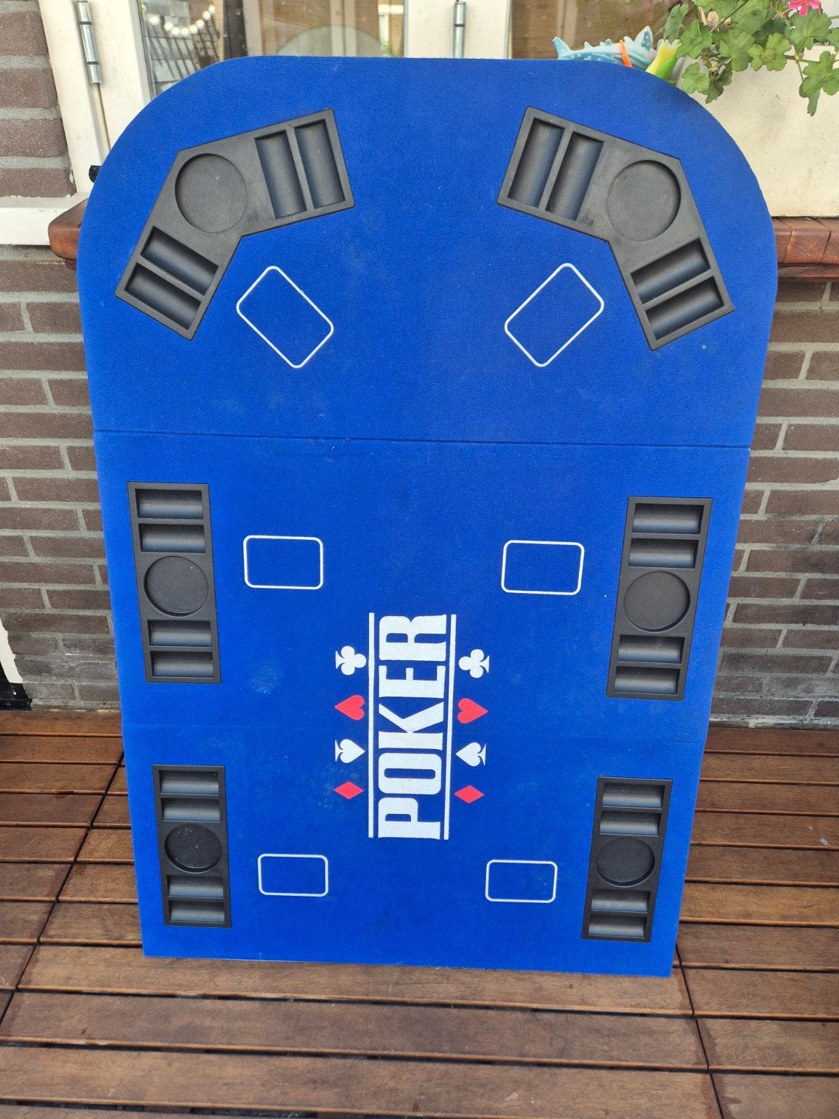 Pokertafelblad - Blauw Vilt - Compact en Draagbaar, Vijf spelers of meer, Ophalen, Gebruikt, Reisspel