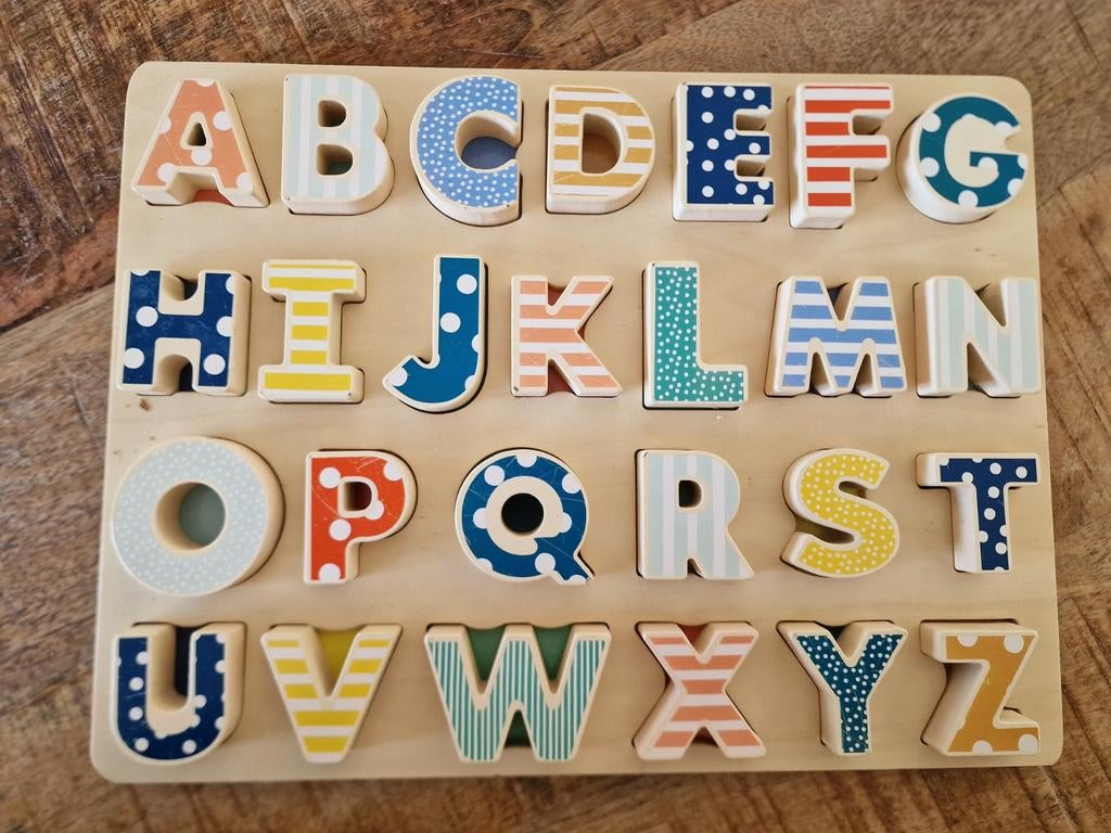 Houten letterpuzzel alfabet, Ophalen, 10 tot 50 stukjes, Gebruikt