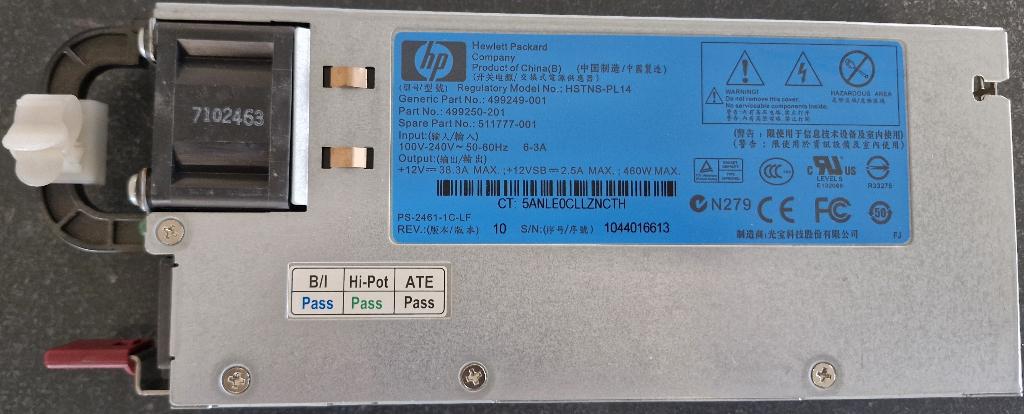 HP Common Slot Gold 460W Power Supply HSTNS-PL14, Gebruikt, -, -, Ophalen of Verzenden