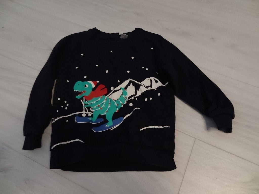 Longsleeve in blauw met dino nieuwstaat  maat 98-104, Kinderen en Baby's, Kinderkleding | Maat 98, Trui of Vest, Ophalen of Verzenden