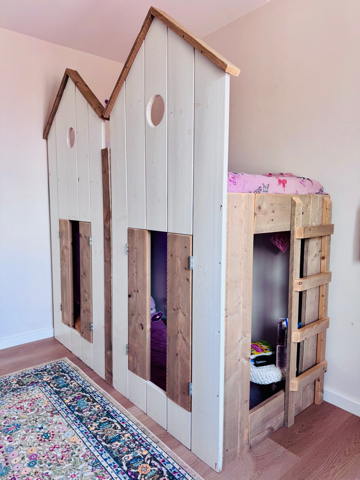 Uniek Huisjesbed - Hoogslaper met Speelruimte, Ophalen, Gebruikt, Eenpersoons, 200 cm