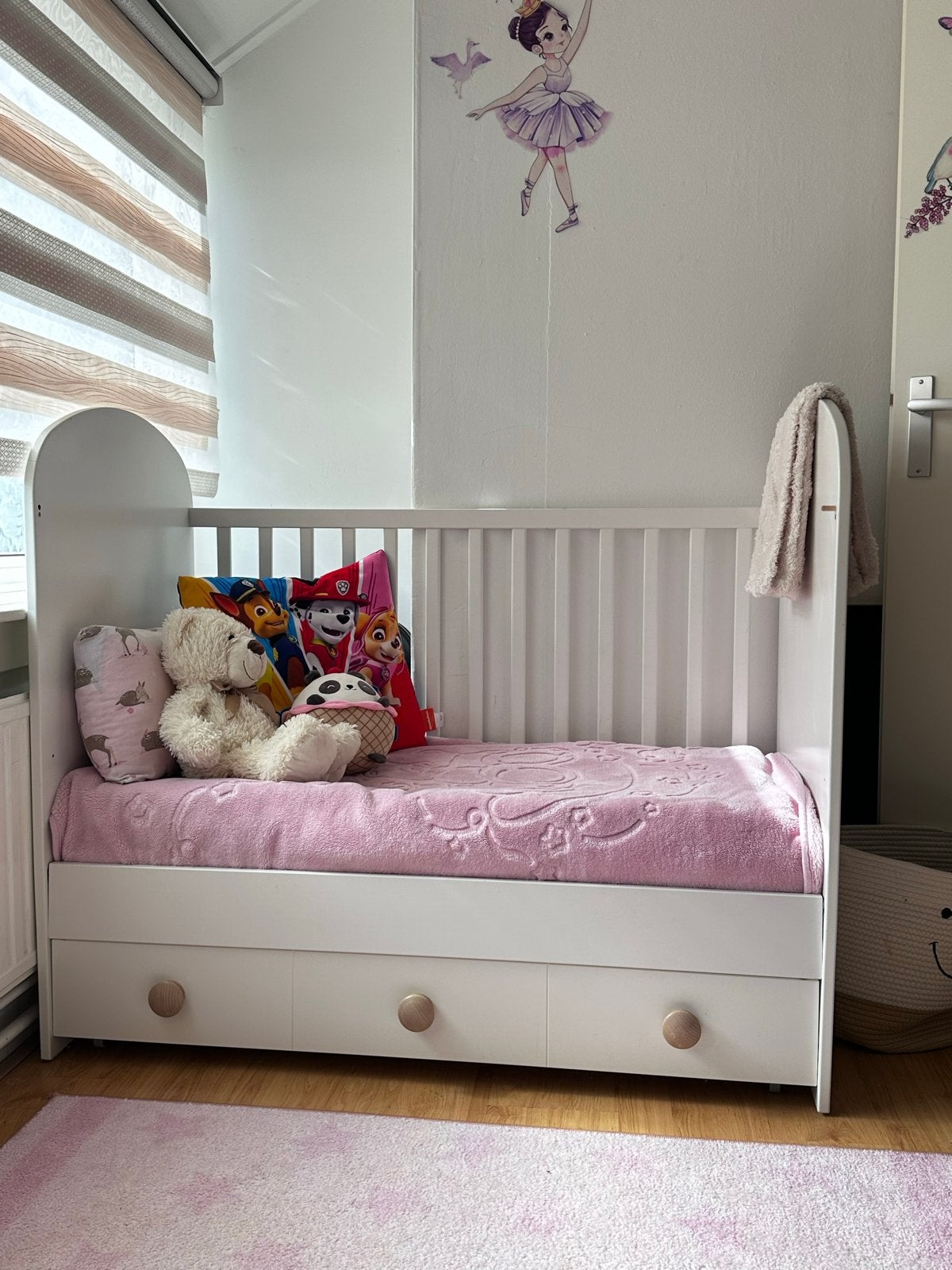2 witte kinderbedden/meegroeibedden incl. matras, Kinderen en Baby's, Ophalen, Gebruikt, 70 tot 85 cm, 140 tot 160 cm