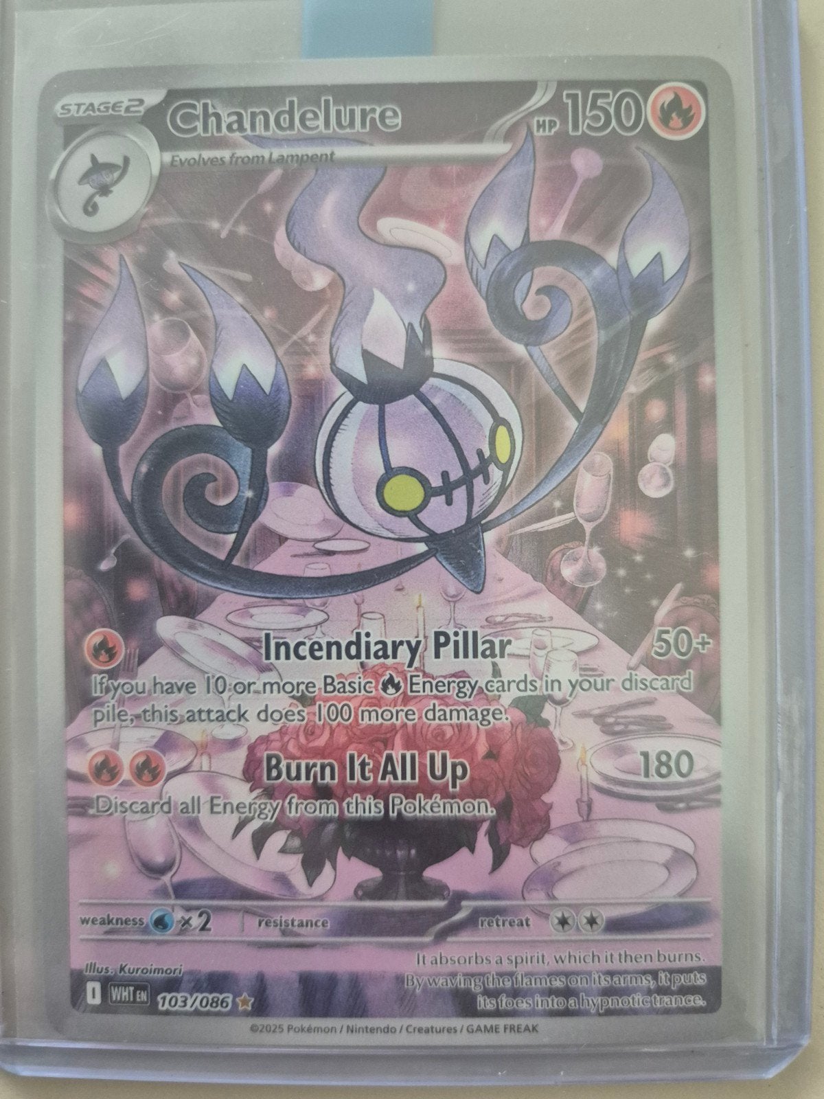 Chandelure 103/086 WHT EN Pokémon Kaart, Ophalen of Verzenden, Zo goed als nieuw, Losse kaart, Foil