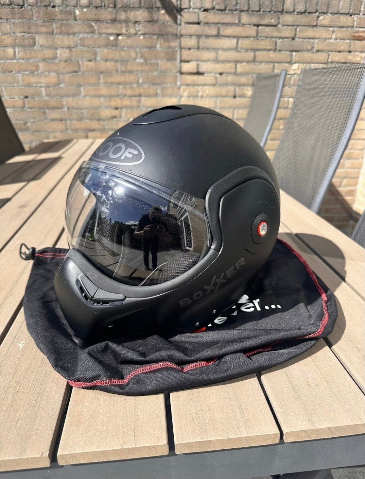 Zo goed als nieuwe roof boxxer maat s, Motoren, Ophalen of Verzenden, Tweedehands, Systeemhelm, Overige merken