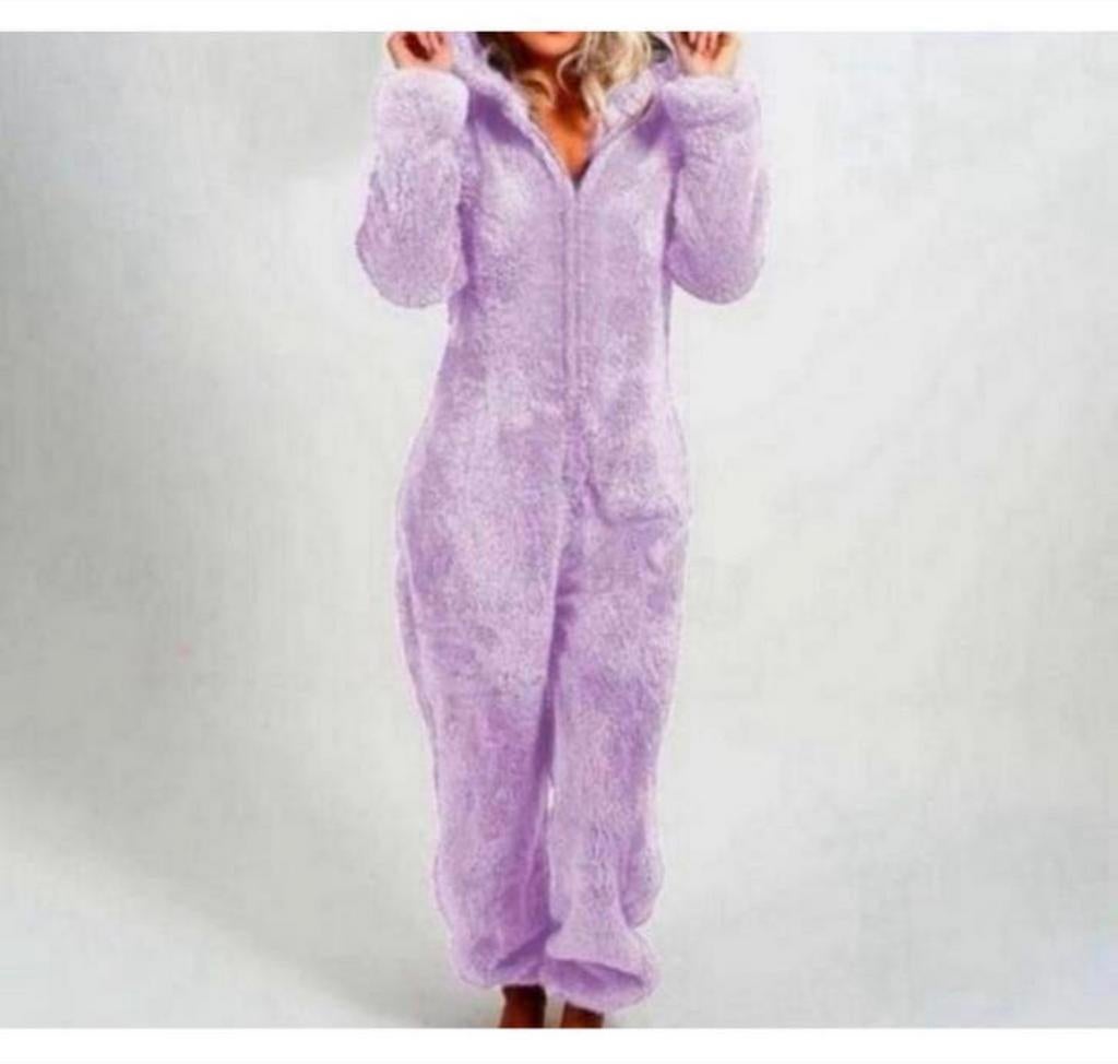Onesie Wanzie Huispak Jumpsuit Fleece pyama pyjama maat S-M, Paars, Nieuw, Ophalen of Verzenden, H
