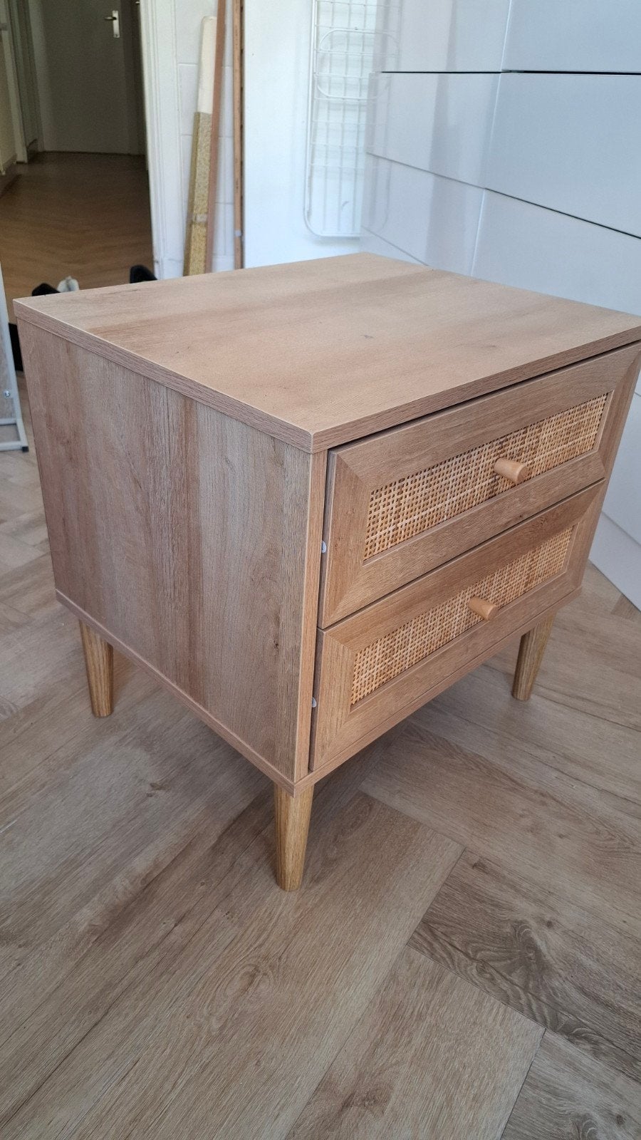 Nachtkastje met rotan lades - 48x40x50 cm, Ophalen of Verzenden, Zo goed als nieuw, 45 tot 65 cm, Minder dan 55 cm
