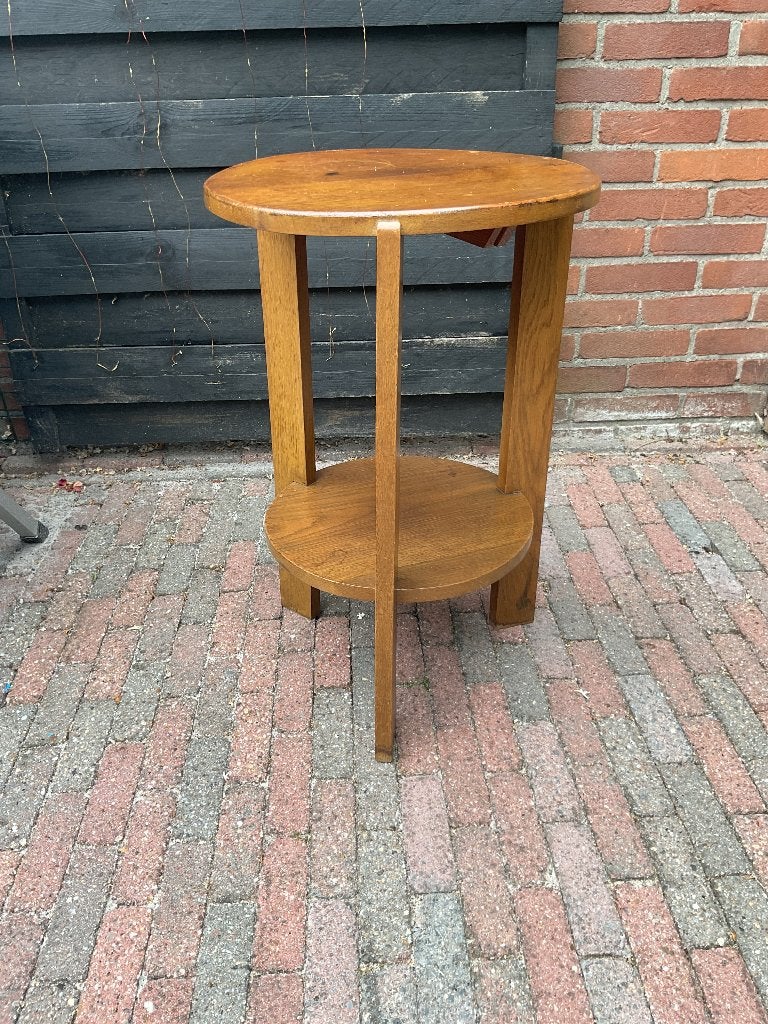 Vintage tafeltje, Huis en Inrichting, Tafels | Bijzettafels, Minder dan 55 cm, Gebruikt, Rond, Vitage