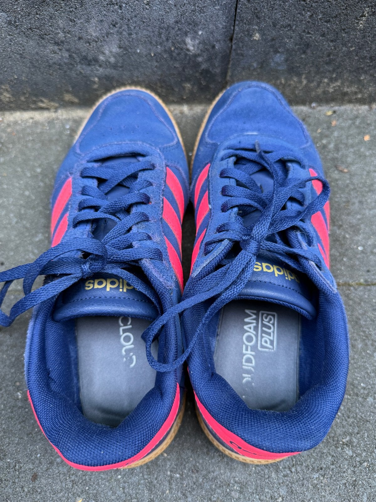 Adidas sneakers blauw met roze strepen, maat 37 1/3, Ophalen of Verzenden, Gedragen, Blauw, Sneakers of Gympen