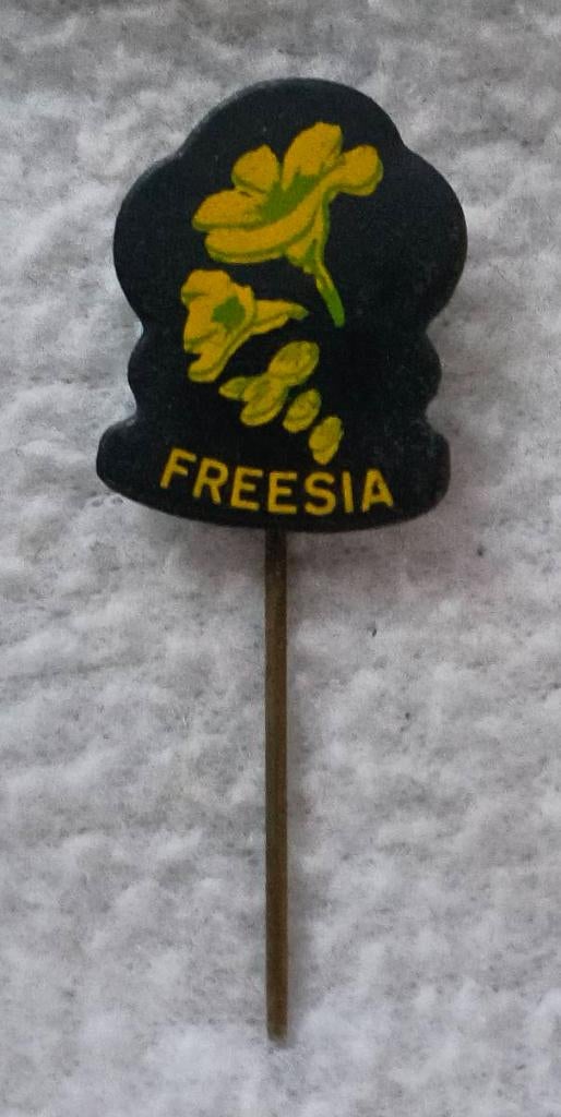 Speldje Freesia, Ophalen of Verzenden, Zo goed als nieuw, Dier of Natuur, Speldje of Pin