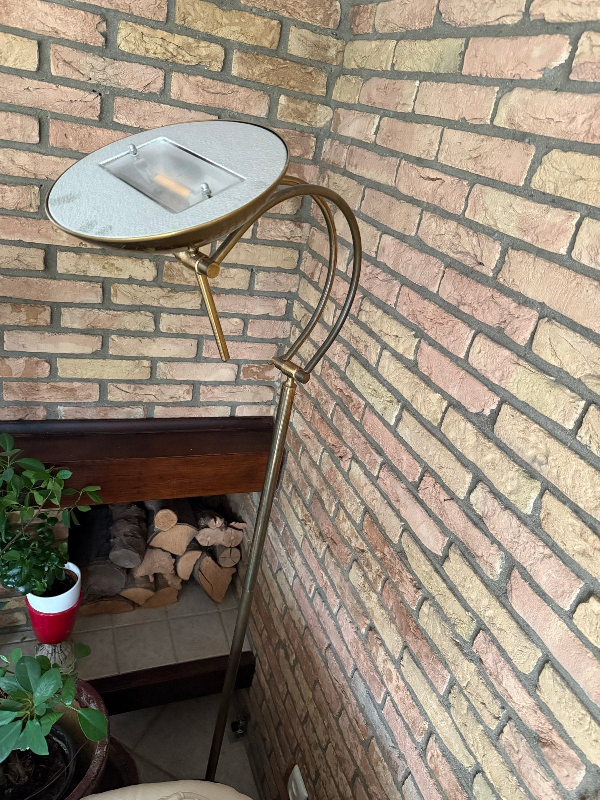Messing Vloerlamp - 175 cm hoog, Ophalen, Gebruikt, Metaal, 150 tot 200 cm