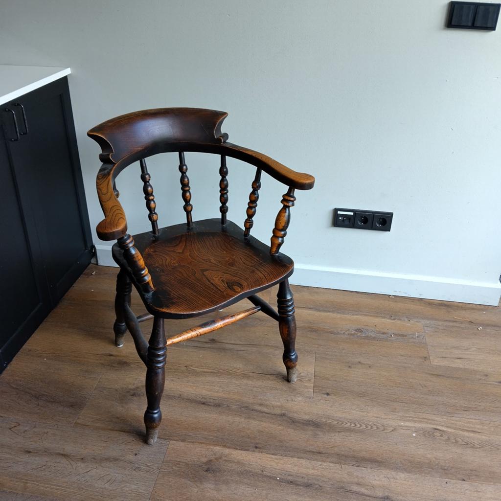 Antieke houten Windsor stoel met armleuningen, Antiek en Kunst, Ophalen