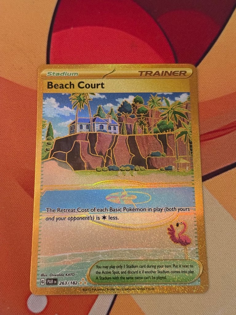 Pokémon TCG: Beach Court 263 Trainer Kaart (Goud, Foil), Verzenden, Nieuw, Losse kaart, Foil