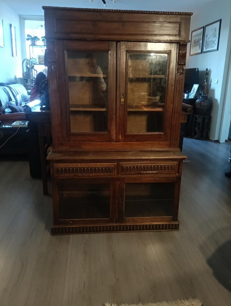 Mooie vintage buffetkast met glazen deuren, Huis en Inrichting, Ophalen, 100 tot 150 cm, Glas, Vintage