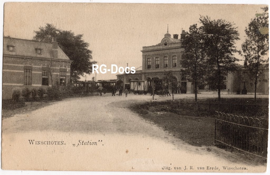 Ansichtkaart - Briefkaart Trein Station Winschoten Tram 1902, Ophalen of Verzenden, Voor 1920, Gelopen, Groningen