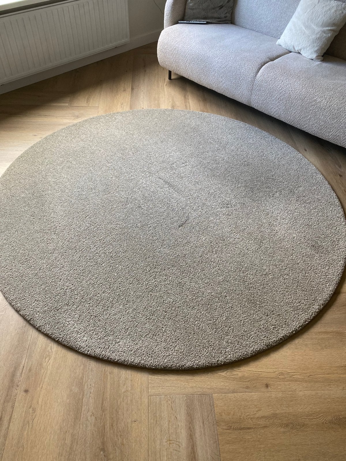 Rond vloerkleed 2 meter doorsnede, Huis en Inrichting, Ophalen, Beige, Rond, 200 cm of meer