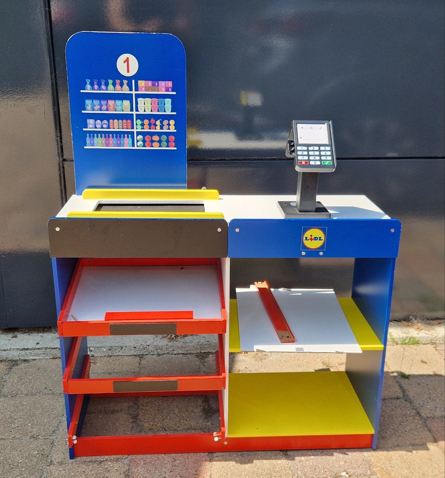 Lidl kassa voor kinderen met mini's, Ophalen, Gebruikt, Hout