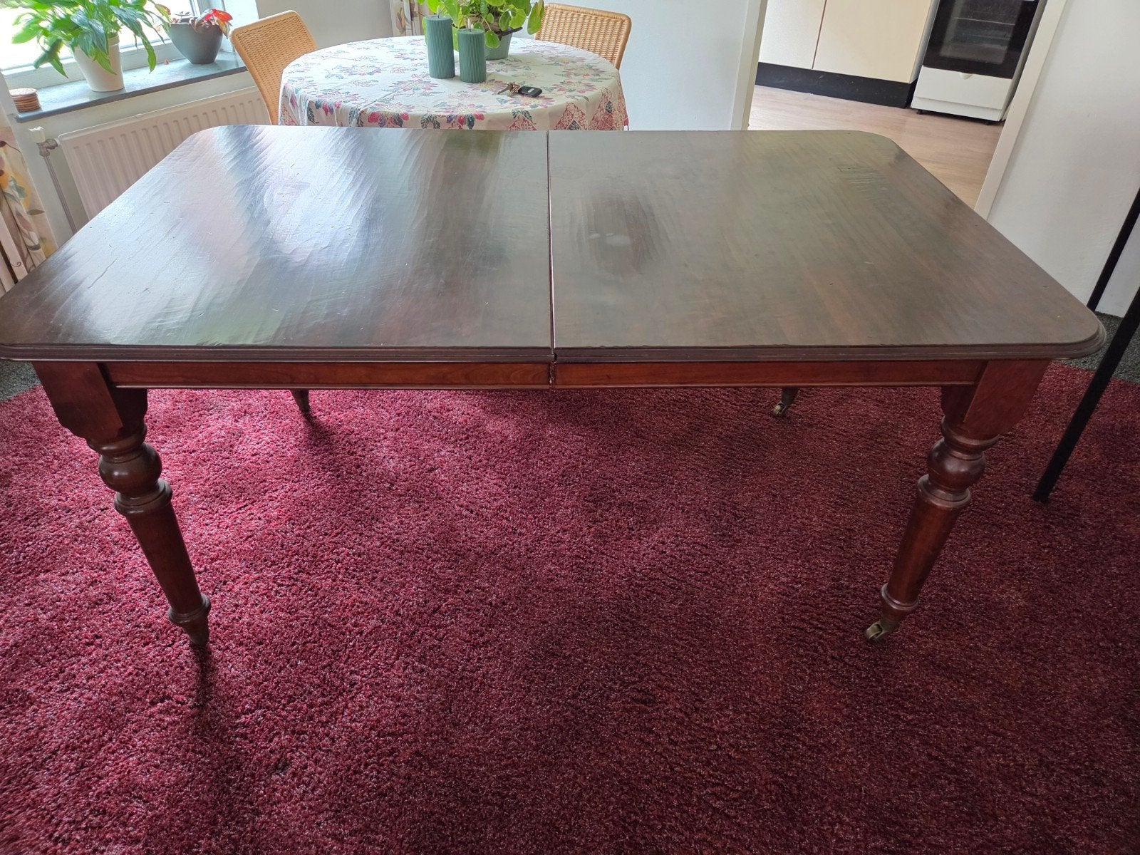 Victorian mahogany extending dining table, Ophalen of Verzenden