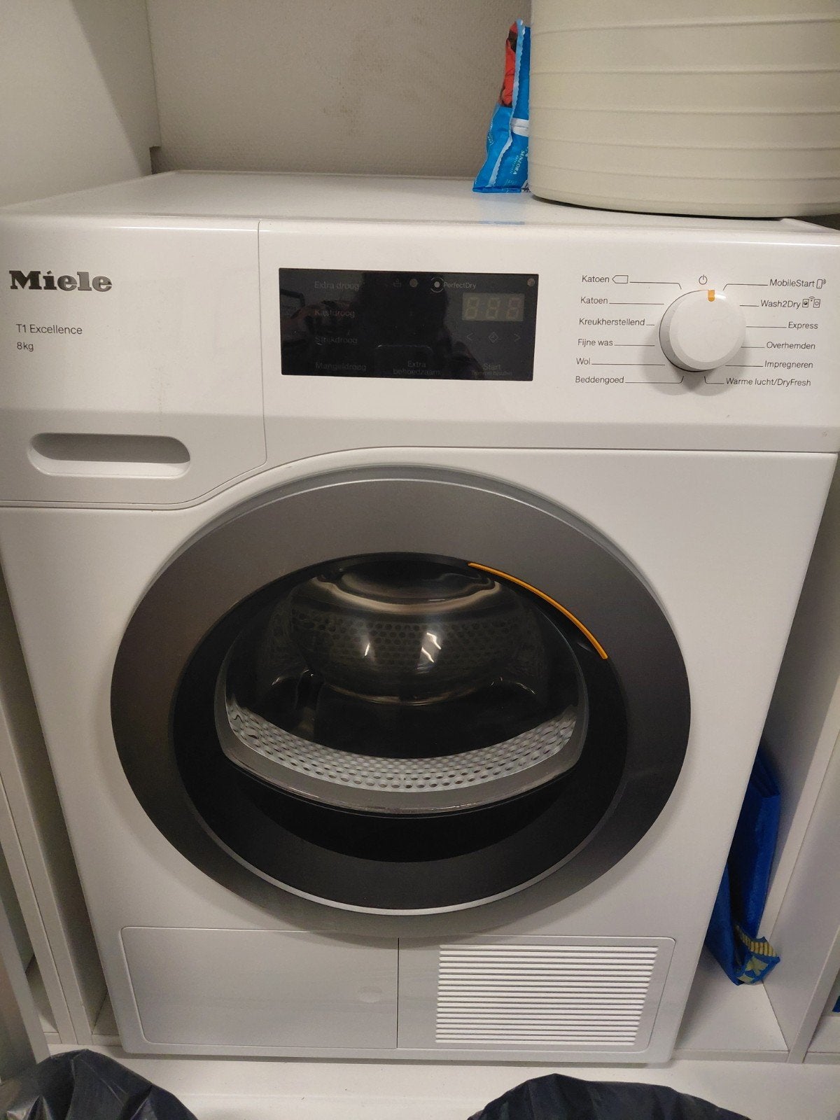 Miele T1 Excellence 8kg wasdroger, Witgoed en Apparatuur, Wasdrogers, Ophalen, 6 tot 8 kg, Anti-kreukfase, Zo goed als nieuw