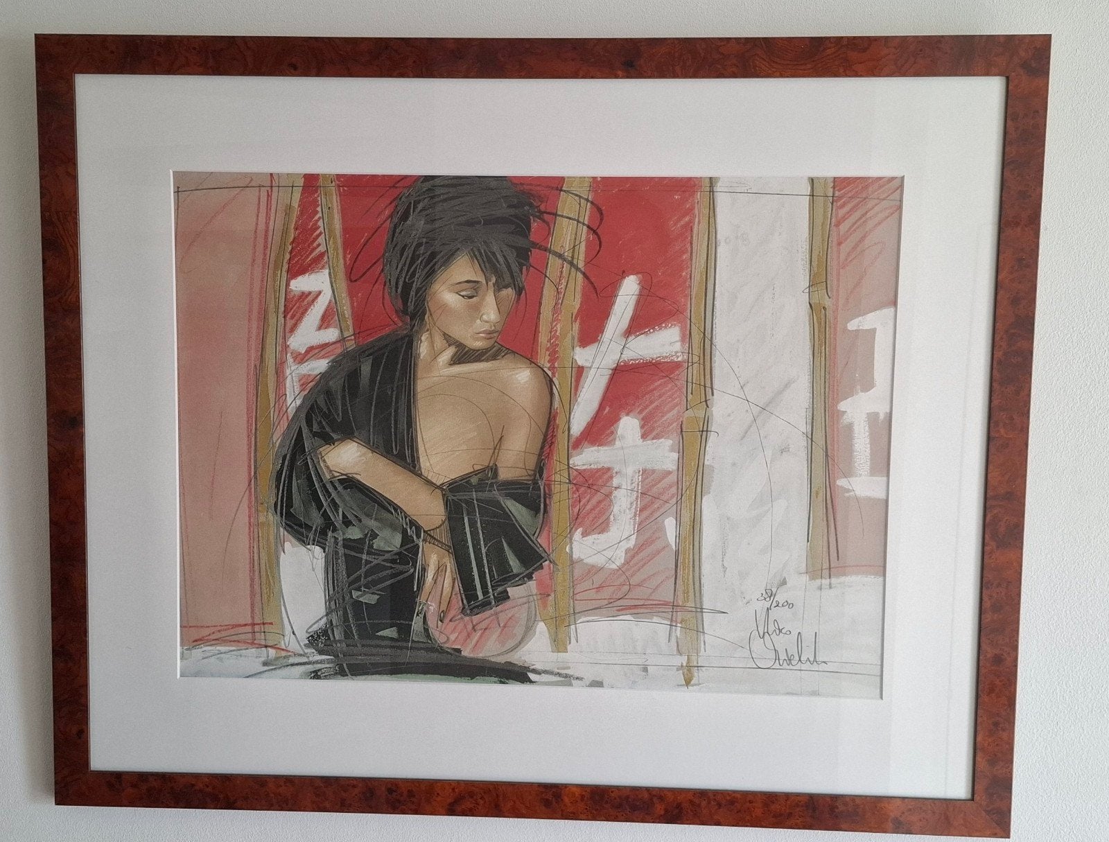 Handgesigneerde litho van Niko Vrielink in lijst 102x82cm, Ophalen