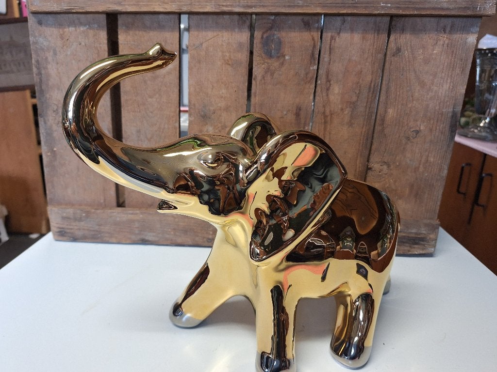 Bladgouden Porseleinen Olifant - Decoratief Beeld, Antiek en Kunst, Ophalen