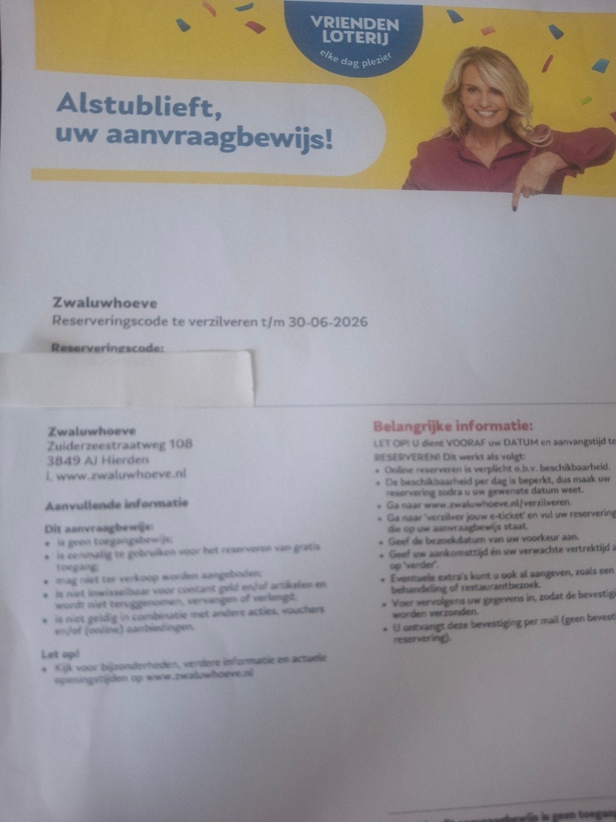 Entree Zwaluwhoeve voor 1 persoon, Eén persoon, Cadeaubon, Spa of Sauna