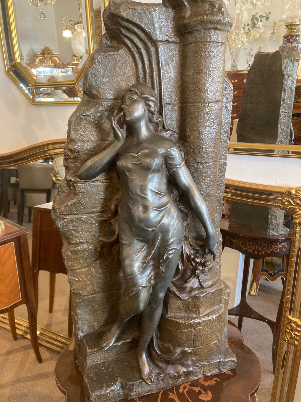 Prachtig antiek legering beeld 72 cm hoog, Antiek en Kunst, Kunst | Beelden en Houtsnijwerken, Ophalen
