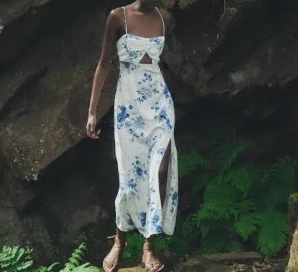 Blue & white floral print camisole dress (Zara), Blauw, Zara, Nieuw, Ophalen of Verzenden