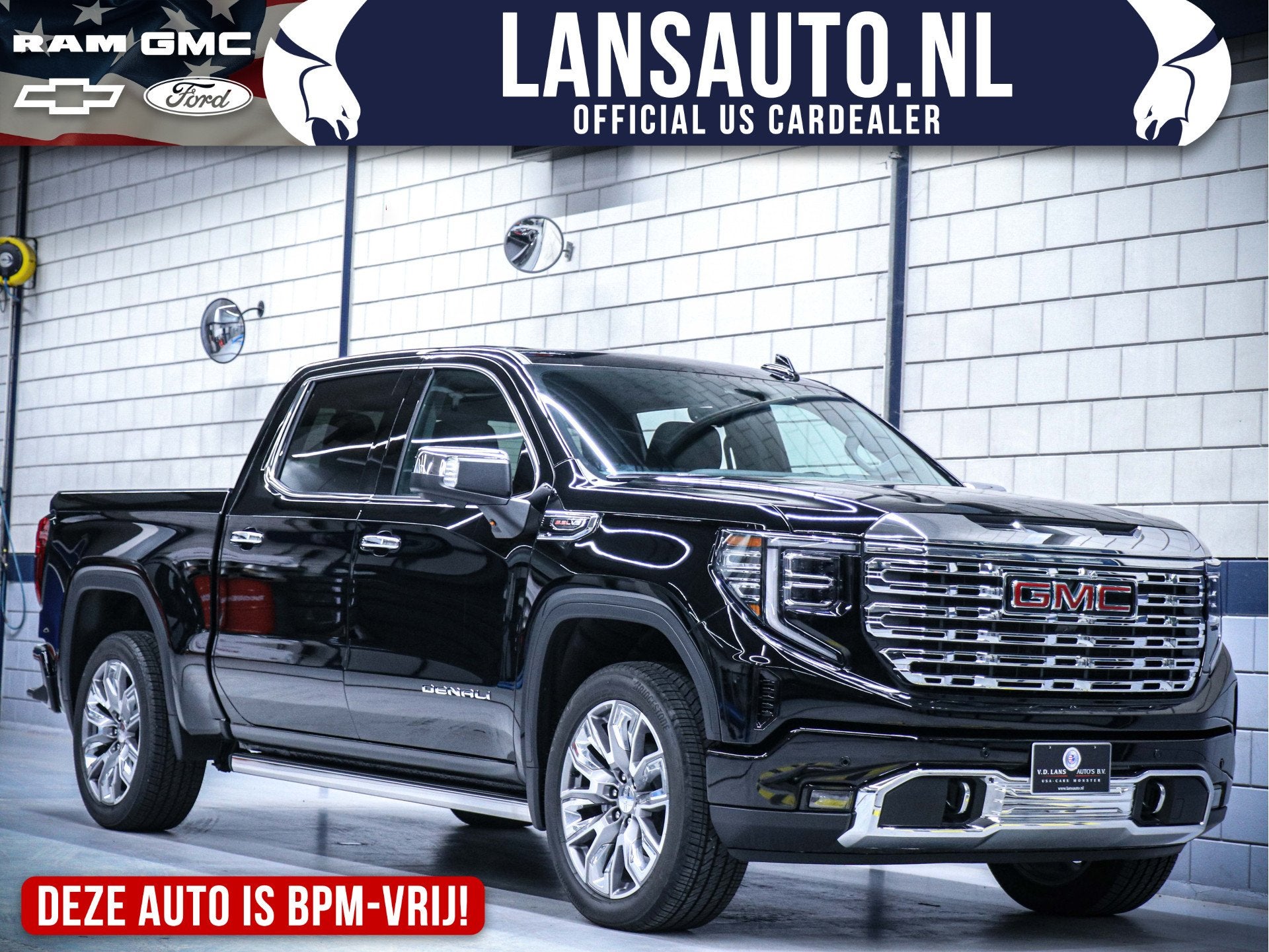 GMC Sierra 1500 Denali | Full option | 6.2L V8 (bj 2024), Auto's, Automaat, Dealer onderhouden, Gebruikt, Zwart