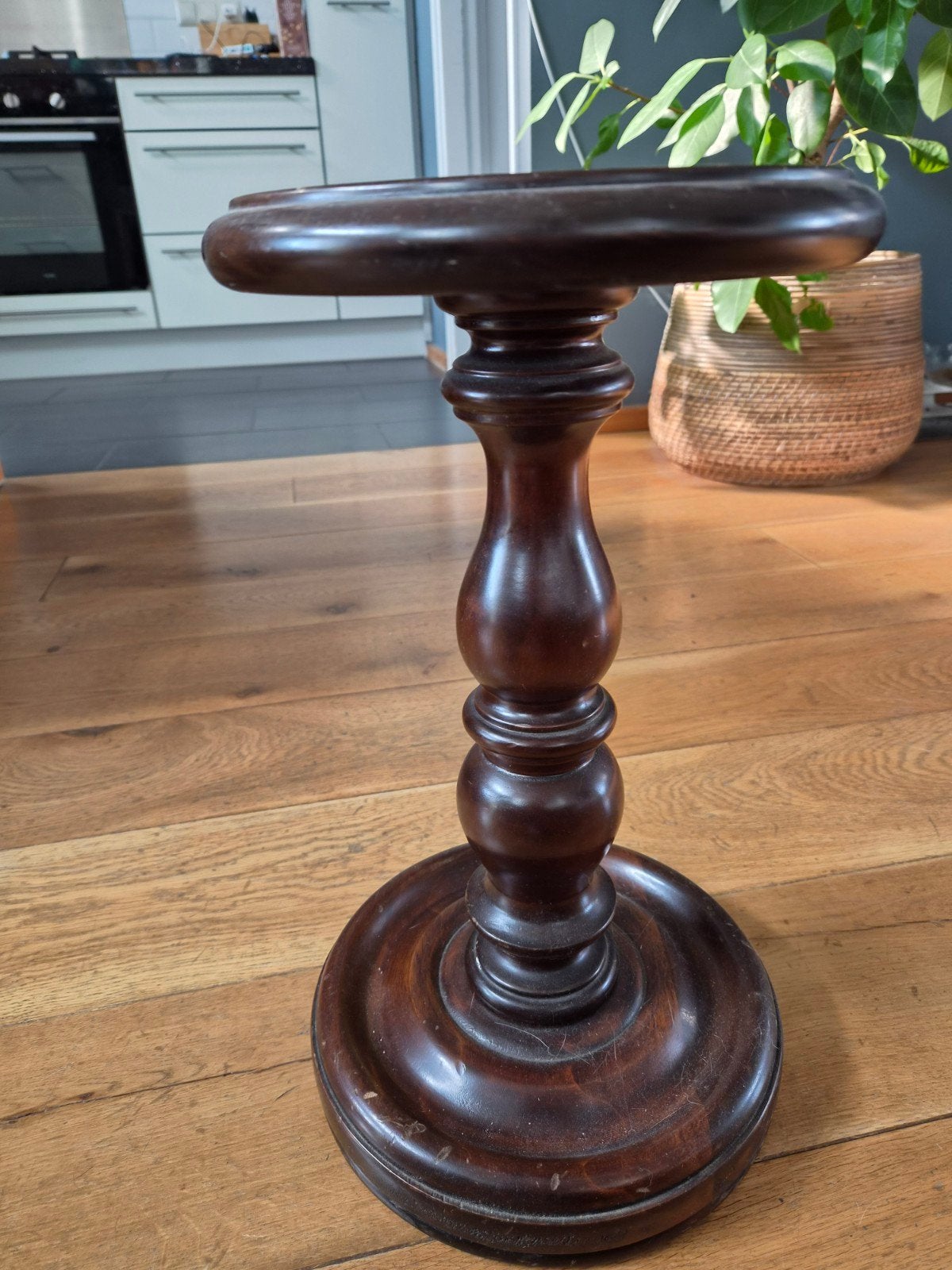 Vintage houten bijzettafeltje / plantentafeltje – 46 cm hoog, Ophalen of Verzenden, Gebruikt