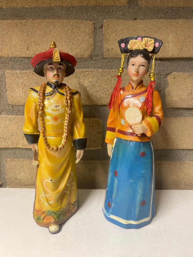 Set van 2 polystone Chinese Keizer en Keizerin beelden, Ophalen of Verzenden, Gebruikt, Beeld(je)