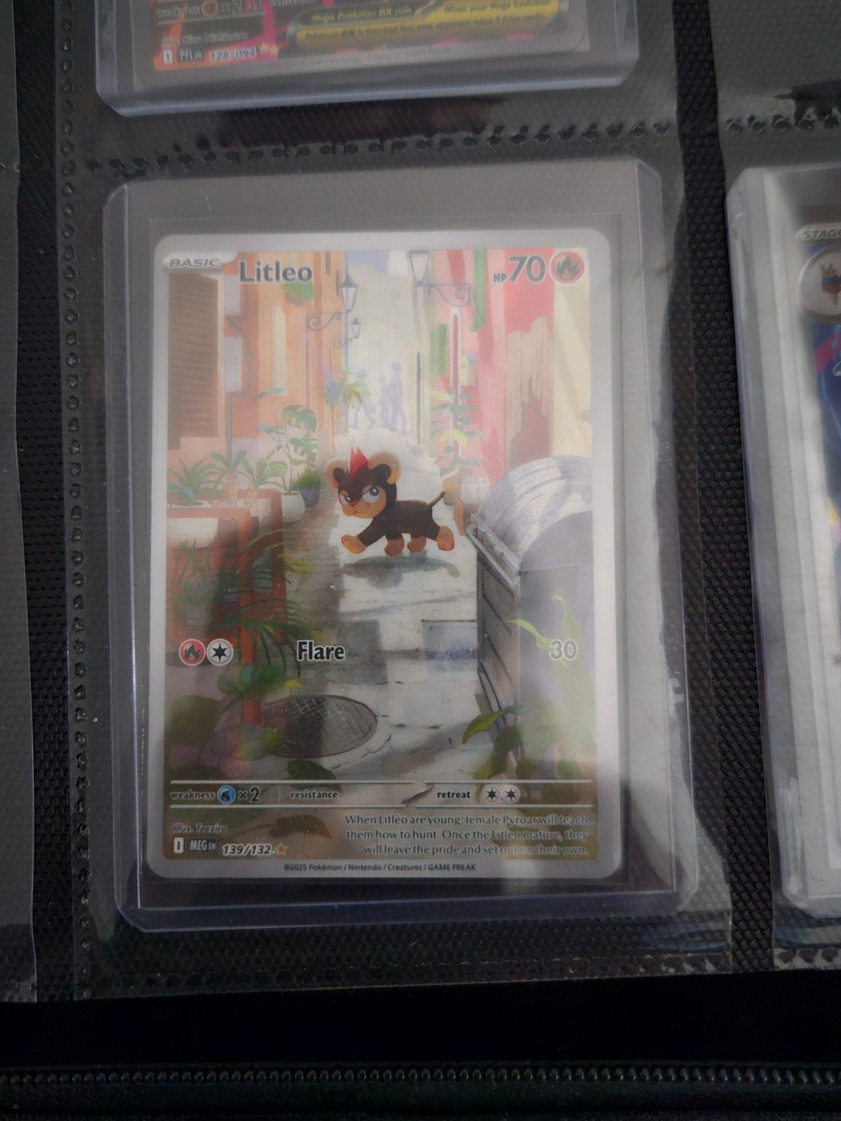 Pokemon Litleo 139/132 Mega Evolution, Ophalen of Verzenden, Zo goed als nieuw, Losse kaart, Foil