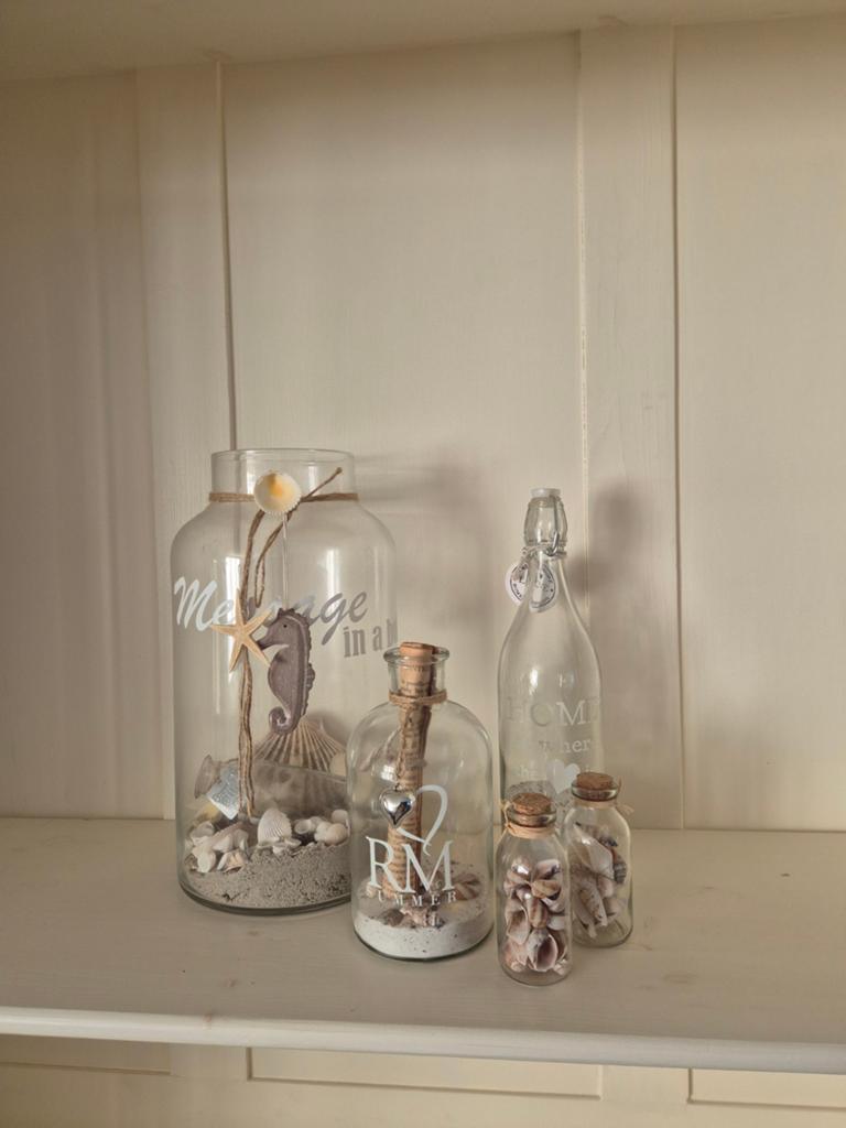 Decoratieve glazen flessen onder andere riviera maison, Ophalen, Gebruikt, Glas, Landelijk