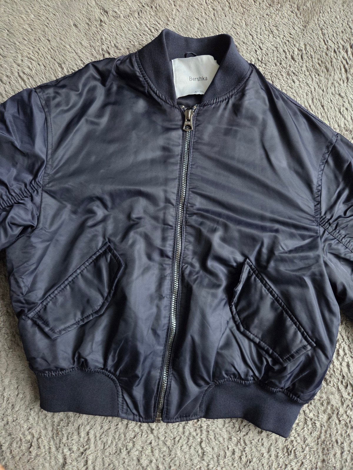Bershka bomberjack, donkerblauw, maat 10-12 jaar, Kleding | Dames, Blauw, Zo goed als nieuw, Maat 34 (XS) of kleiner, Bershka