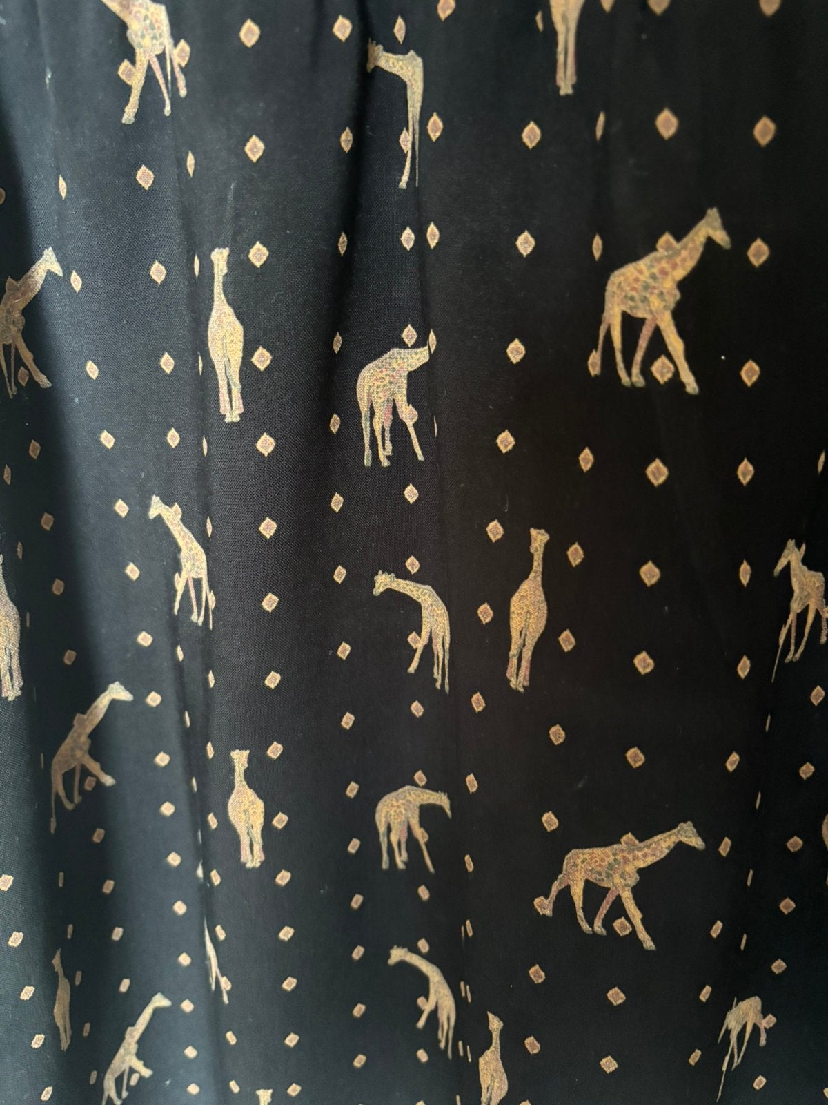 Heerlijk WE katoenen jurkje, zwart met girafjes, mt. 40, Maat 38/40 (M), Zwart, Ophalen of Verzenden, Zo goed als nieuw