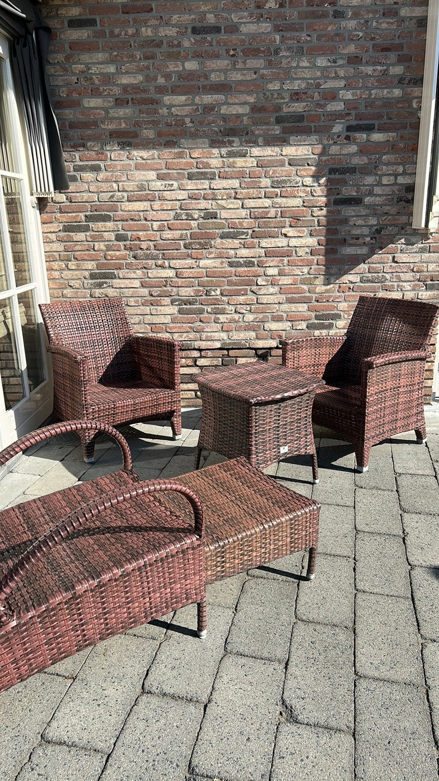 Wicker tuinset 4 delig., Tuin en Terras, Tuinsets en Loungesets, Ophalen, Zo goed als nieuw, Wicker