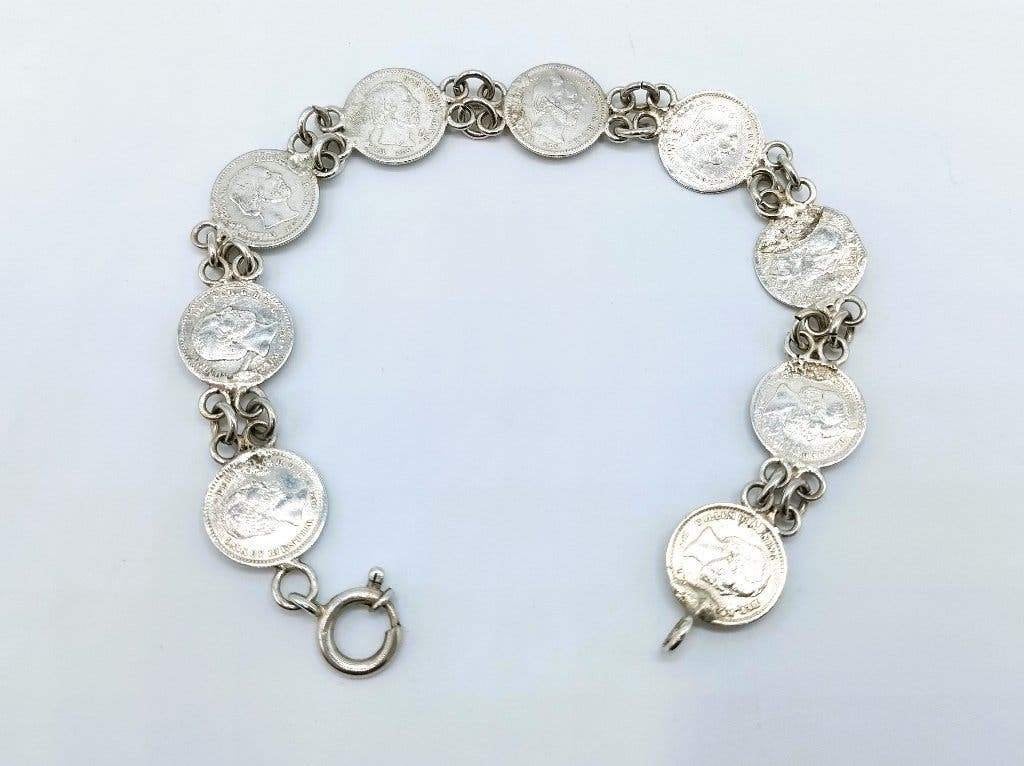 Zilveren stuivertjes armband, Willem 3, 19,5 cm., Verzenden, Zilver