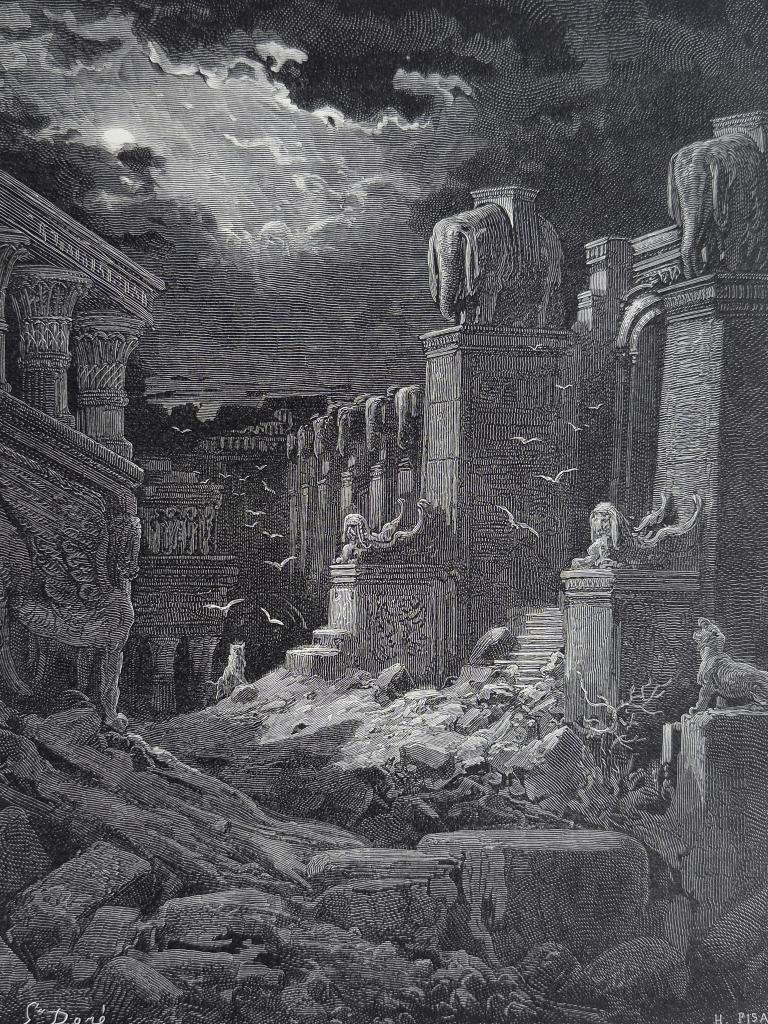 Originele houtgravure - Babylon Fallen - Gustave Doré (Dore), Antiek en Kunst, 1800 - 1899, Verzenden, Religie, Origineel
